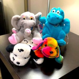 Set of 4 off brand beanie babies